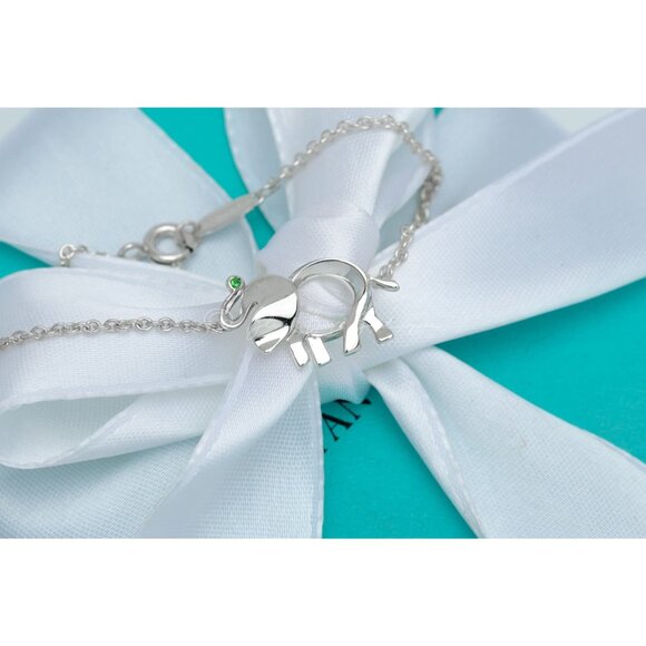 Tiffany & Co. Elephant Bracelet "Save the Elephants" Green Tsavorite in Silver - Picture 7 of 8